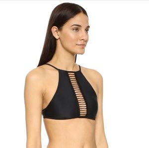 High neck bikini top with ladder crochet detailing